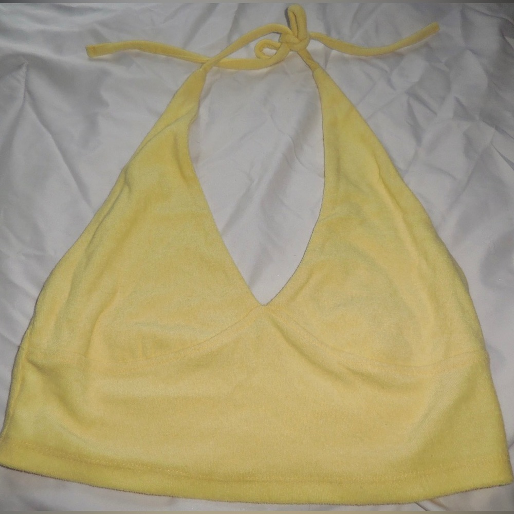 Pastel/pale yellow PacSun sexy summer halter top